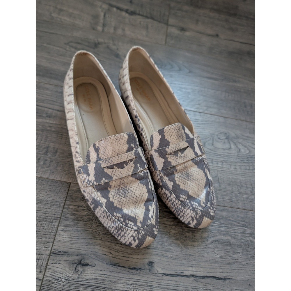 Cole Haan Snakeskin Print Embossed Leather Penny Slip-on Loafers Women size 7B